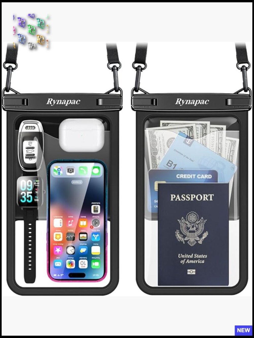 Large Waterproof Phone Pouch 2 Pack IPX8 Beach Cruise Essential Touchscreen